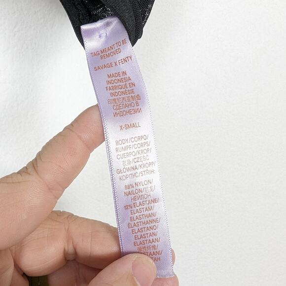 NWT Savage X Fenty Black Caviar Strappy Mesh Bralette - Picture 7 of 8